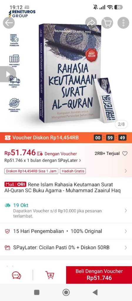 Screenshot Shopee Buku Rahasia Keutamaan Surat Al-Quran