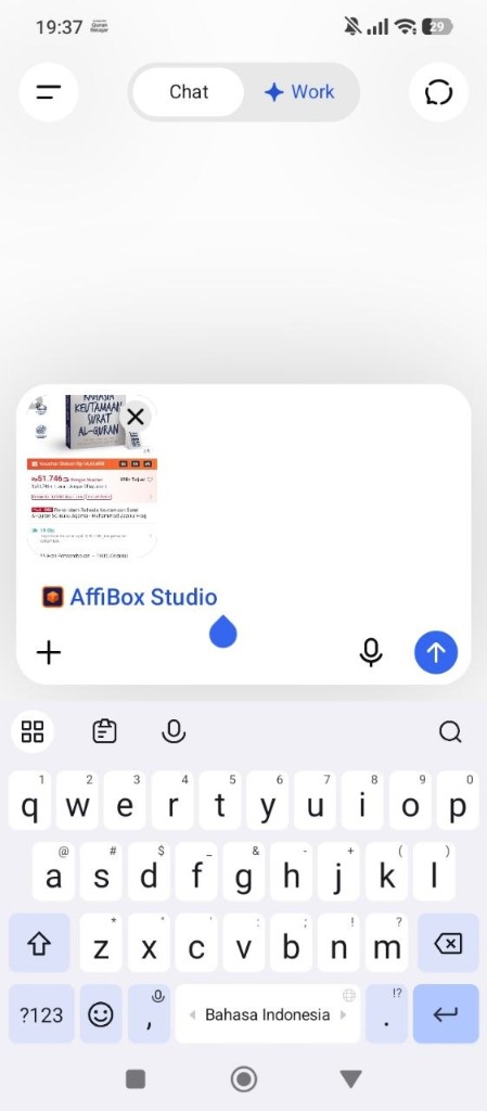 Langkah 2 Upload Screenshot ke Chat AffiBox Studio